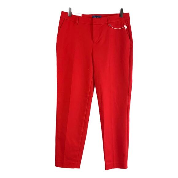 Old Navy NEW Harper 9" Mid Rise Slim Fit Ankle Pants Pockets Red Women's Size 4 - Picture 2 of 11